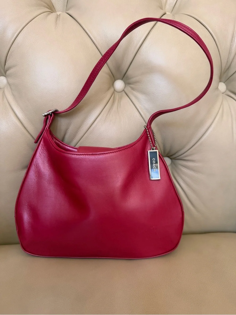 NWT Vintage 2000 Coach Hot Pink Pearlized Napa Leather Mini Hobo Bag 6168 RARE